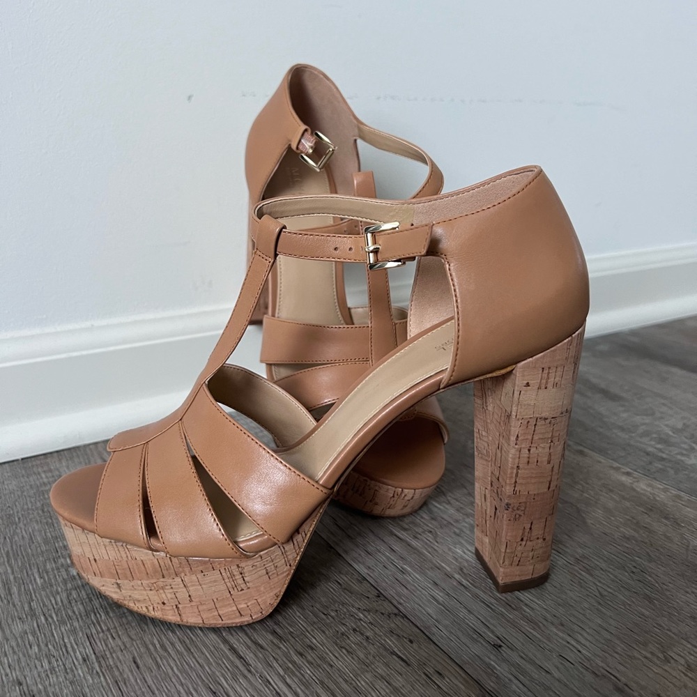 Michael Kors Women's Strappy High Heels Tan - Picture 4 of 12